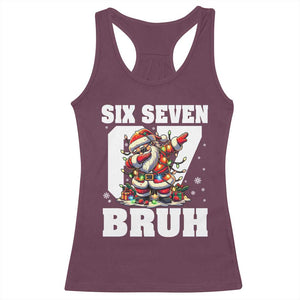 Funny Christmas Six Seven Bruh Racerback Tank Top Dabbing Santa TS11 Maroon Print Your Wear