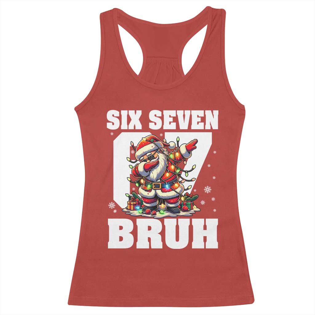 Funny Christmas Six Seven Bruh Racerback Tank Top Dabbing Santa TS11 Red Print Your Wear