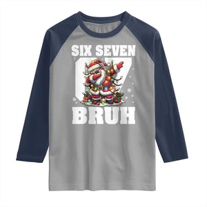 Funny Christmas Six Seven Bruh Raglan Shirt Dabbing Santa TS11 Sport Gray Navy Print Your Wear