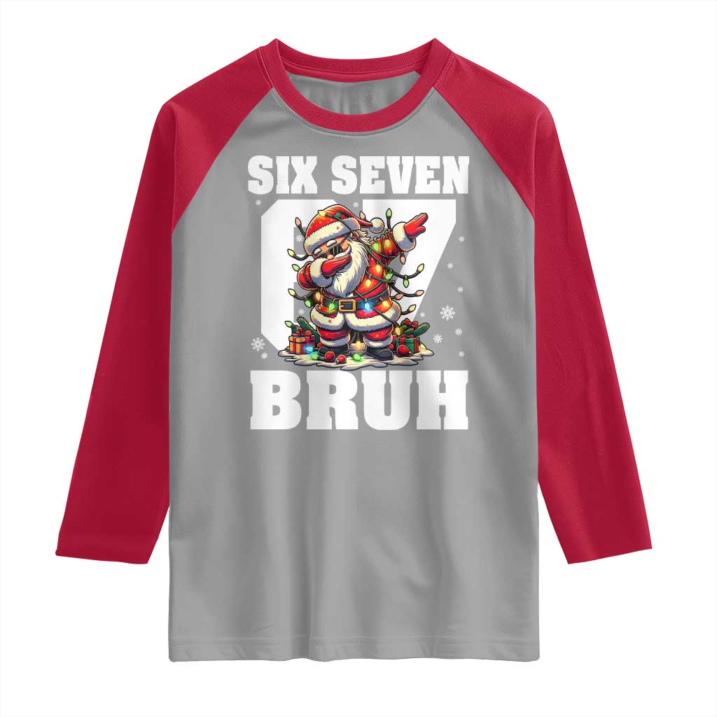 Funny Christmas Six Seven Bruh Raglan Shirt Dabbing Santa TS11 Sport Gray Red Print Your Wear