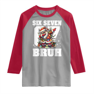 Funny Christmas Six Seven Bruh Raglan Shirt Dabbing Santa TS11 Sport Gray Red Print Your Wear