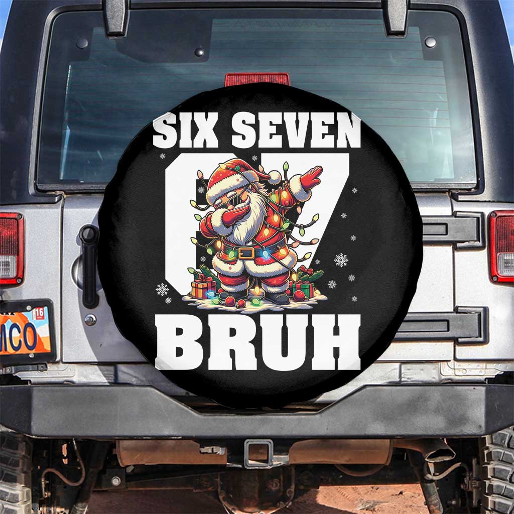 Funny Christmas Six Seven Bruh Spare Tire Cover Dabbing Santa TS11 No hole Black Print Your Wear