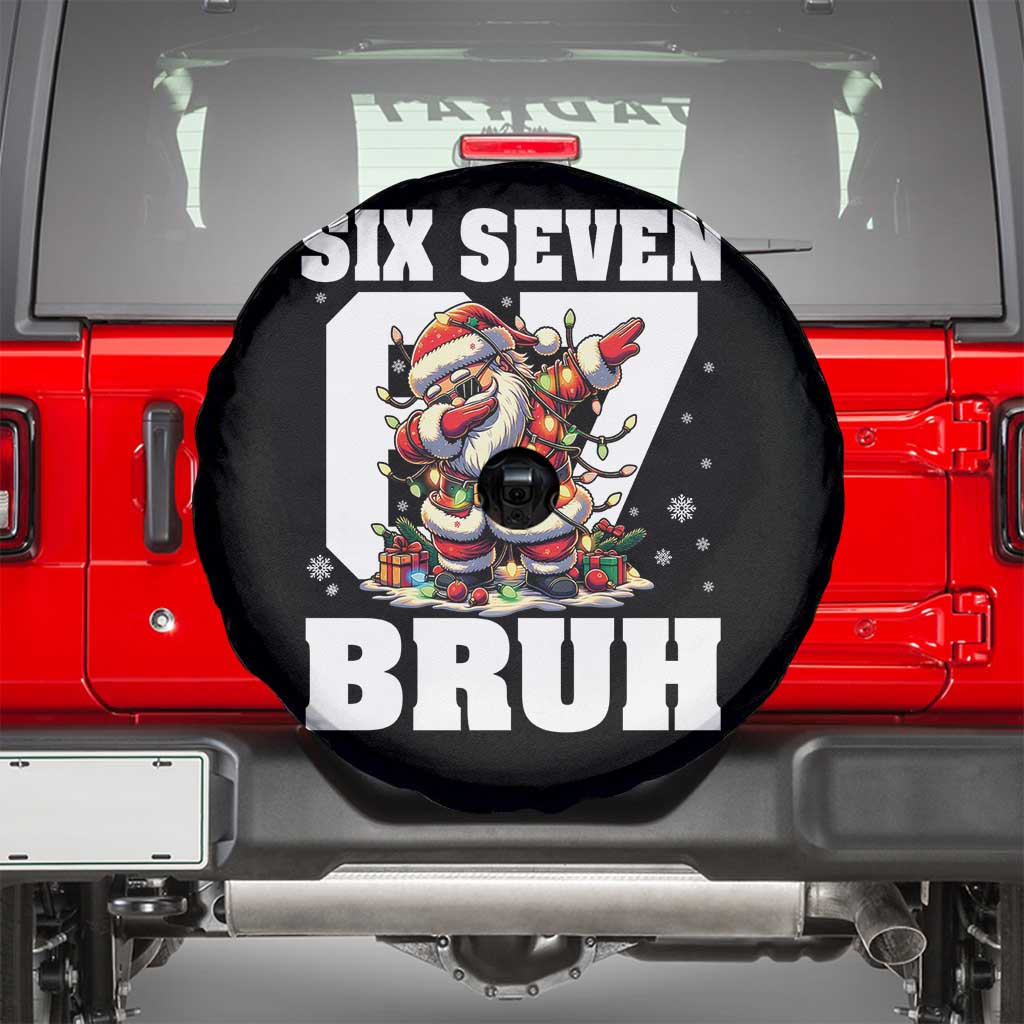 Funny Christmas Six Seven Bruh Spare Tire Cover Dabbing Santa TS11 Black Print Your Wear