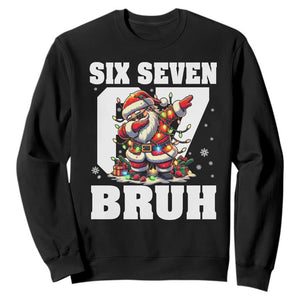 Funny Christmas Six Seven Bruh Sweatshirt Dabbing Santa TS11 Black Print Your Wear