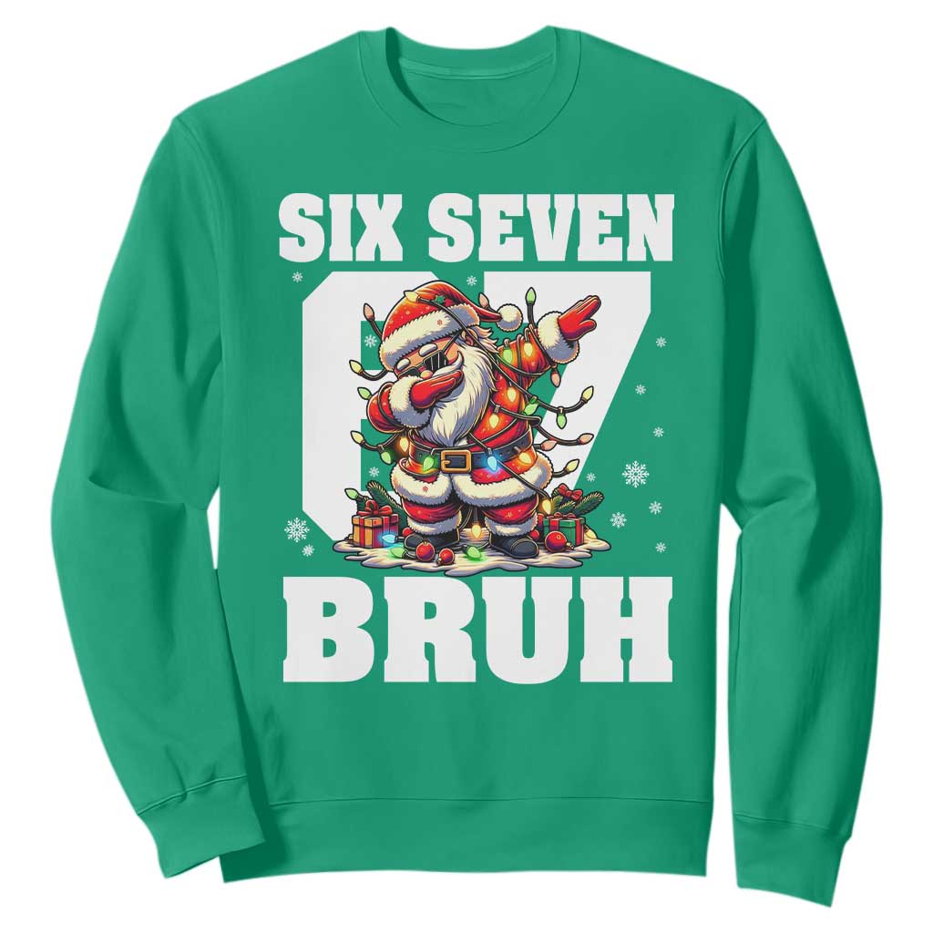 Funny Christmas Six Seven Bruh Sweatshirt Dabbing Santa TS11 Irish Green Print Your Wear