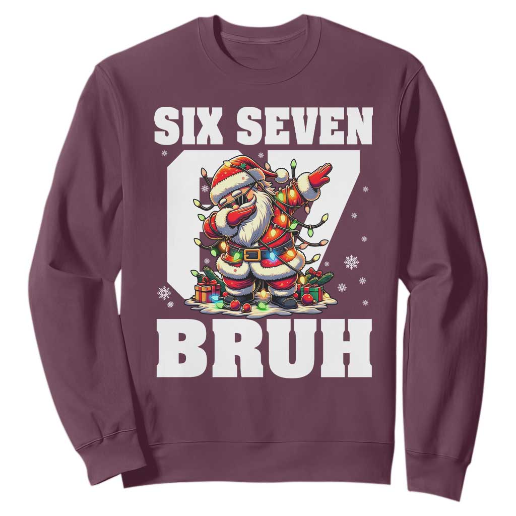 Funny Christmas Six Seven Bruh Sweatshirt Dabbing Santa TS11 Maroon Print Your Wear