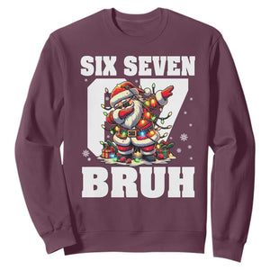 Funny Christmas Six Seven Bruh Sweatshirt Dabbing Santa TS11 Maroon Print Your Wear