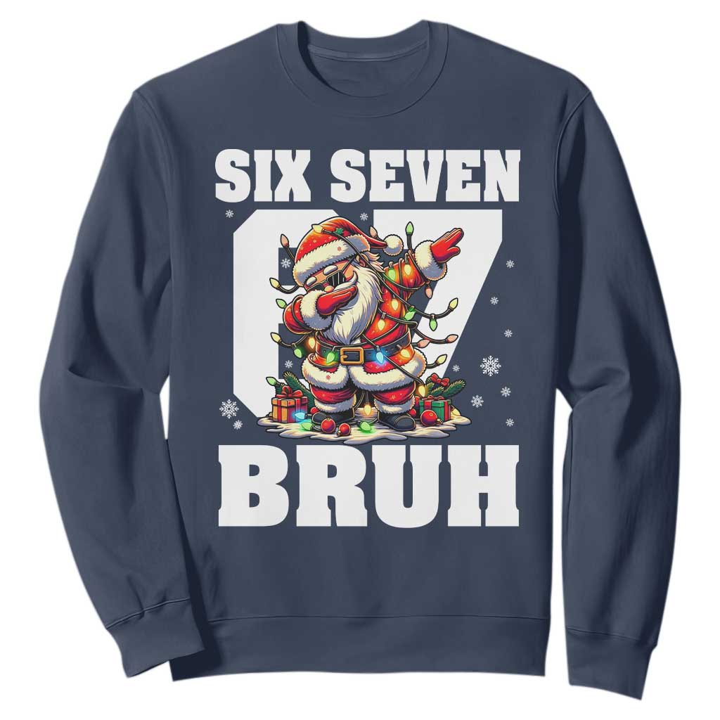 Funny Christmas Six Seven Bruh Sweatshirt Dabbing Santa TS11 Navy Print Your Wear