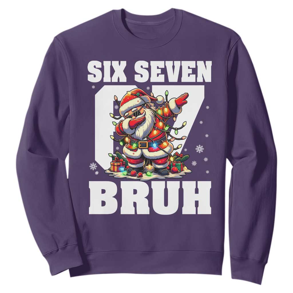 Funny Christmas Six Seven Bruh Sweatshirt Dabbing Santa TS11 Purple Print Your Wear