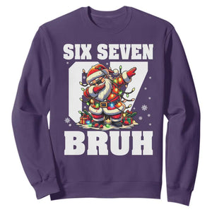 Funny Christmas Six Seven Bruh Sweatshirt Dabbing Santa TS11 Purple Print Your Wear