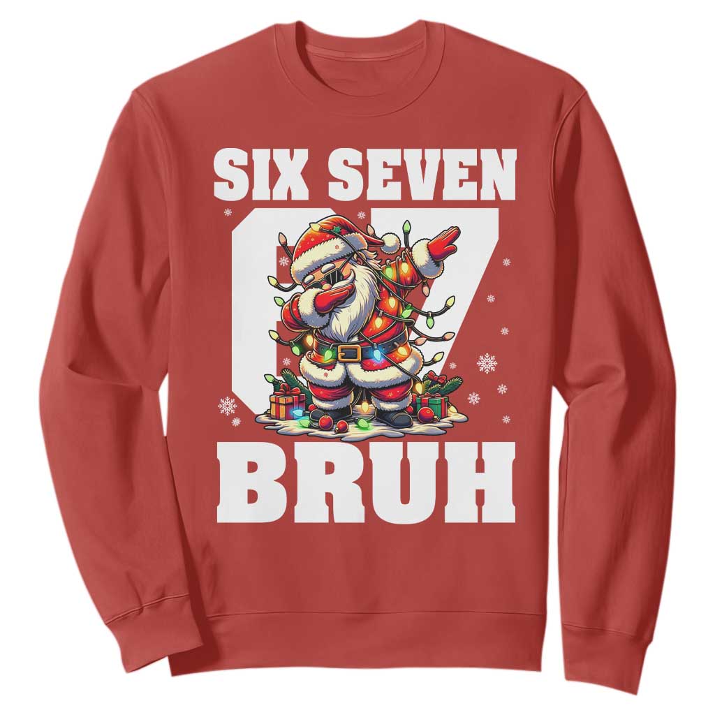 Funny Christmas Six Seven Bruh Sweatshirt Dabbing Santa TS11 Red Print Your Wear