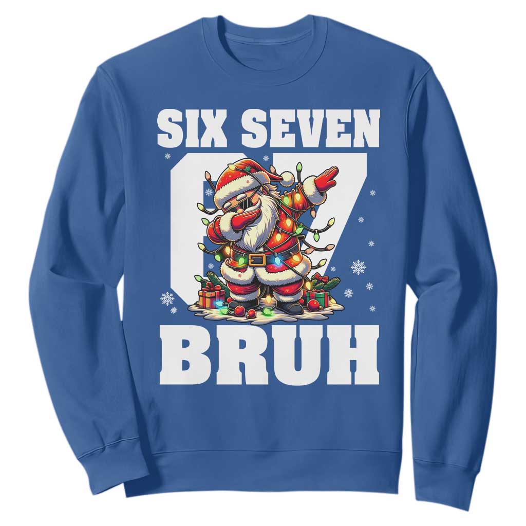 Funny Christmas Six Seven Bruh Sweatshirt Dabbing Santa TS11 Royal Blue Print Your Wear