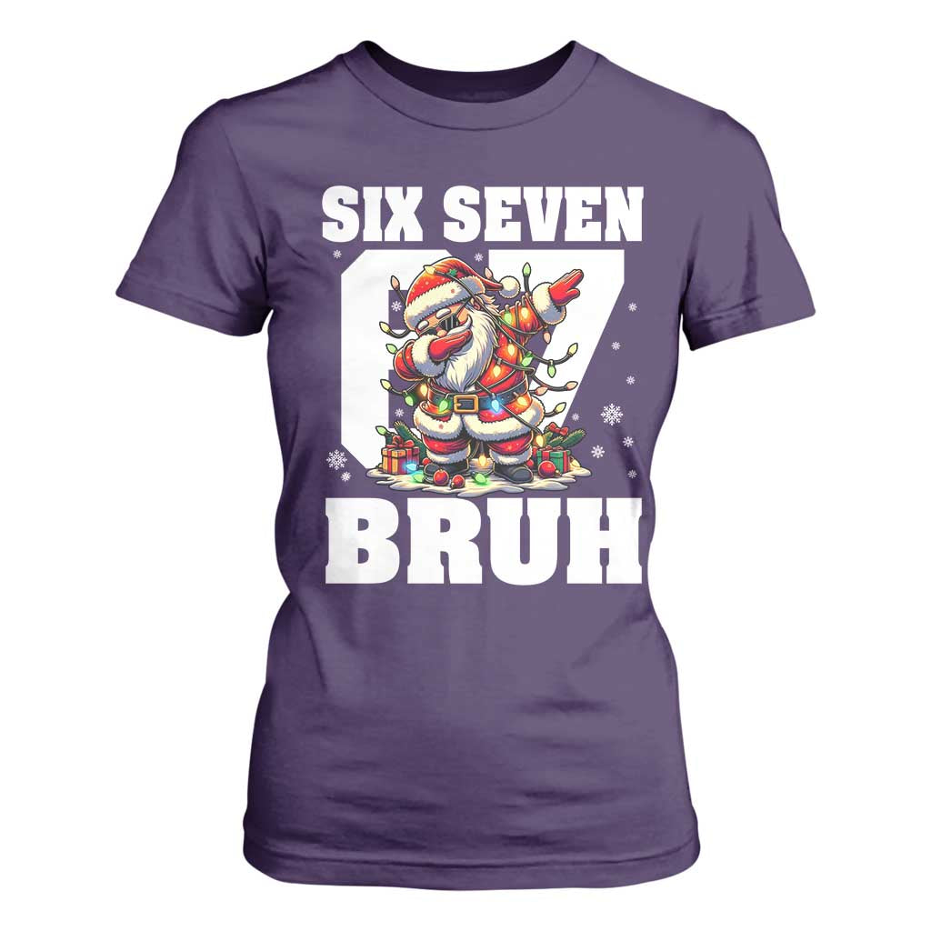 Funny Christmas Six Seven Bruh T Shirt For Women Dabbing Santa TS11 Purple Print Your Wear