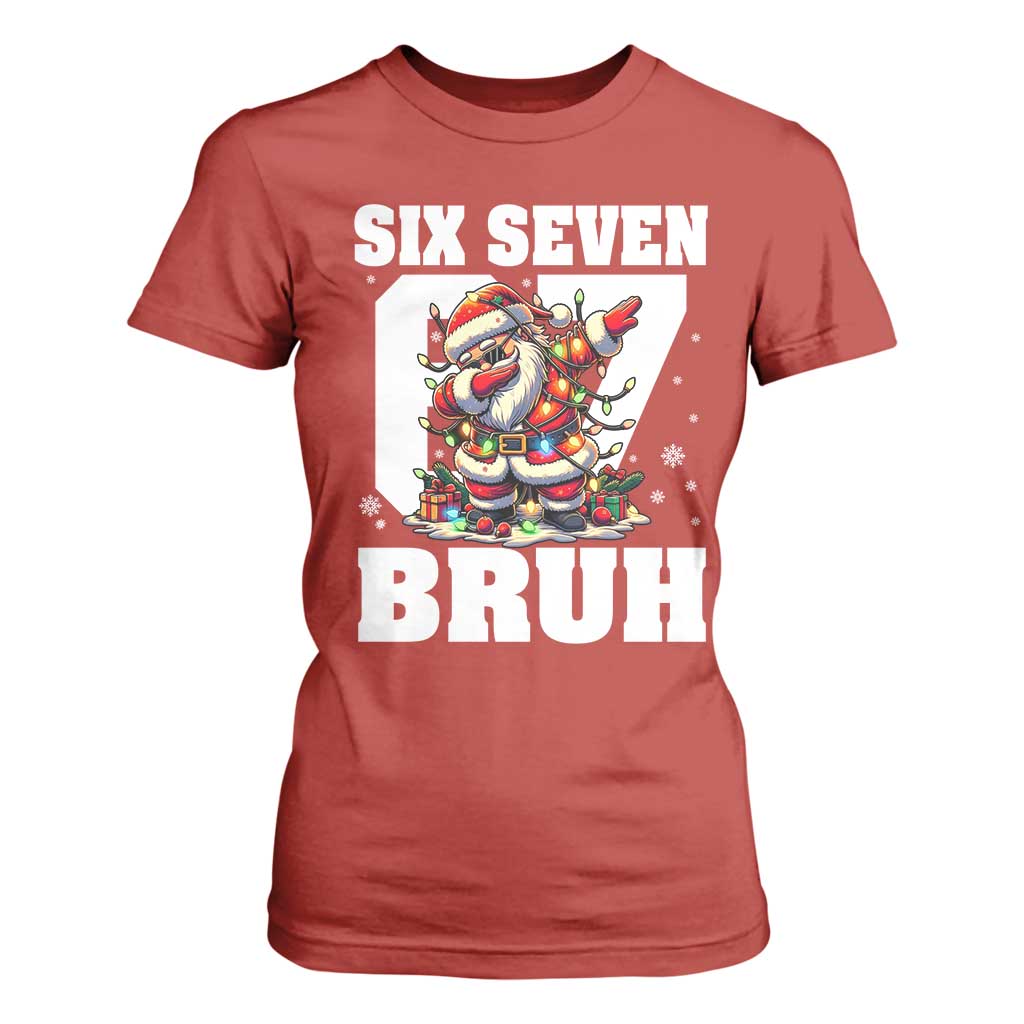 Funny Christmas Six Seven Bruh T Shirt For Women Dabbing Santa TS11 Red Print Your Wear
