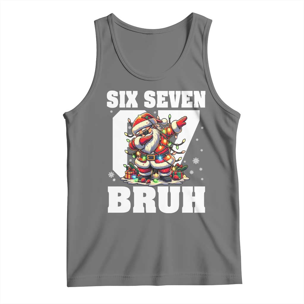 Funny Christmas Six Seven Bruh Tank Top Dabbing Santa TS11 Black Heather Print Your Wear
