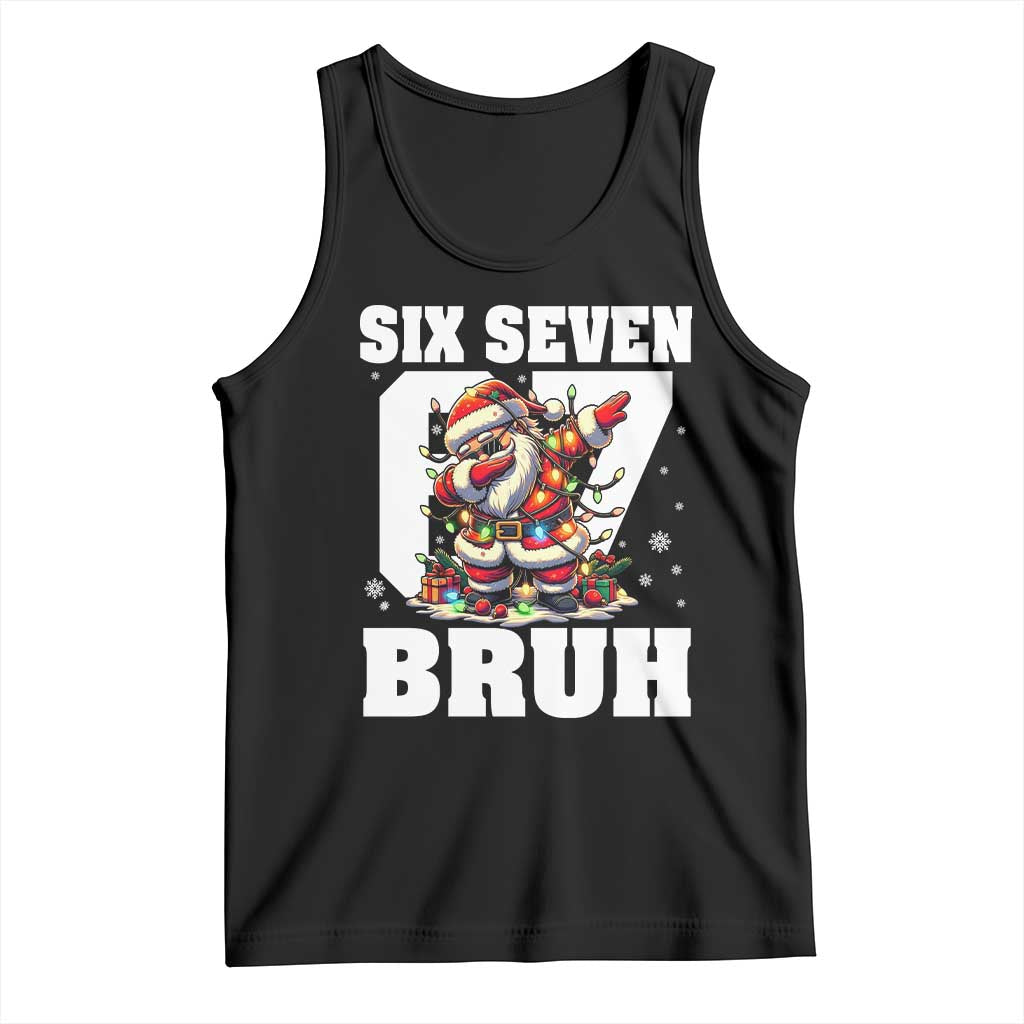 Funny Christmas Six Seven Bruh Tank Top Dabbing Santa TS11 Black Print Your Wear