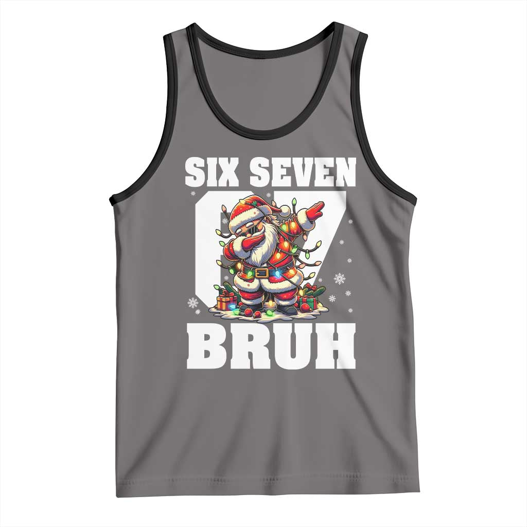 Funny Christmas Six Seven Bruh Tank Top Dabbing Santa TS11 Deep Heather Black Print Your Wear