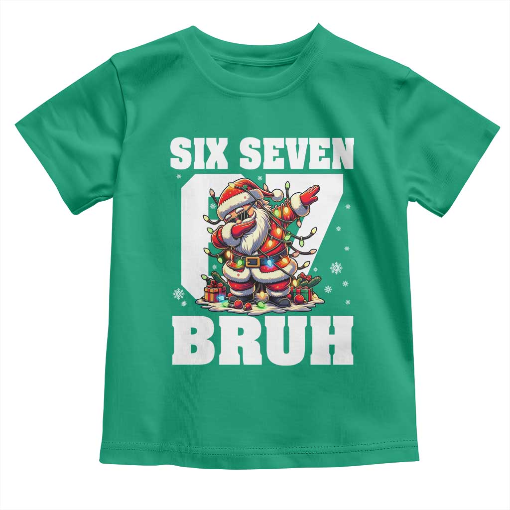 Funny Christmas Six Seven Bruh Toddler T Shirt Dabbing Santa TS11 Irish Green Print Your Wear