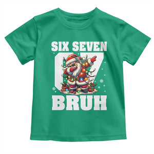 Funny Christmas Six Seven Bruh Toddler T Shirt Dabbing Santa TS11 Irish Green Print Your Wear