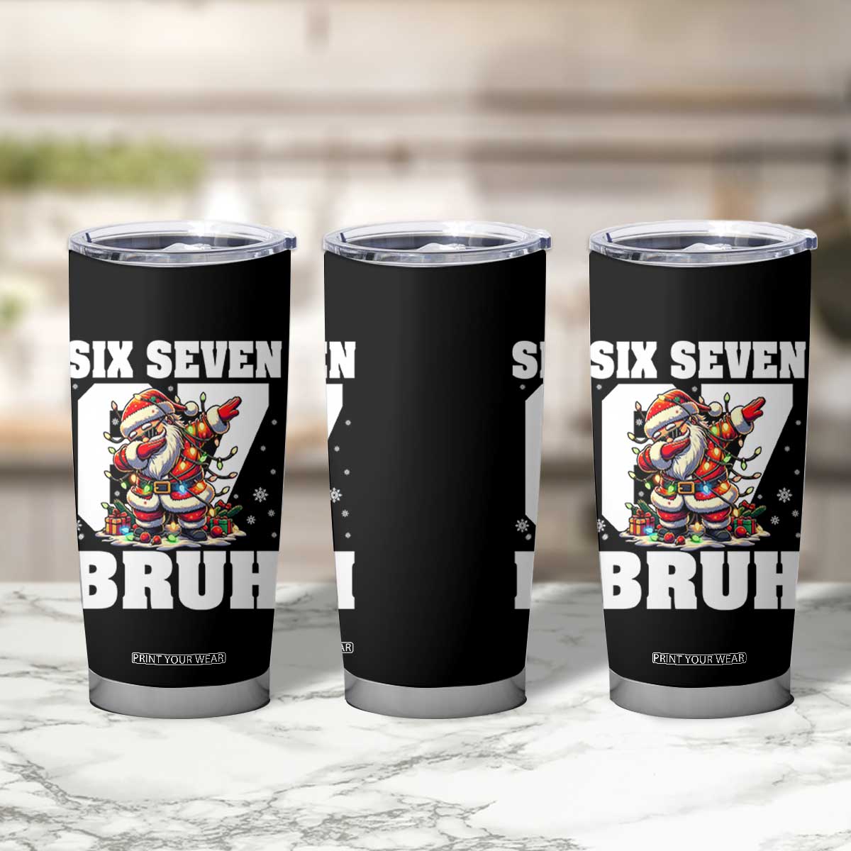 Funny Christmas Six Seven Bruh Tumbler Cup Dabbing Santa TS11 Print Your Wear