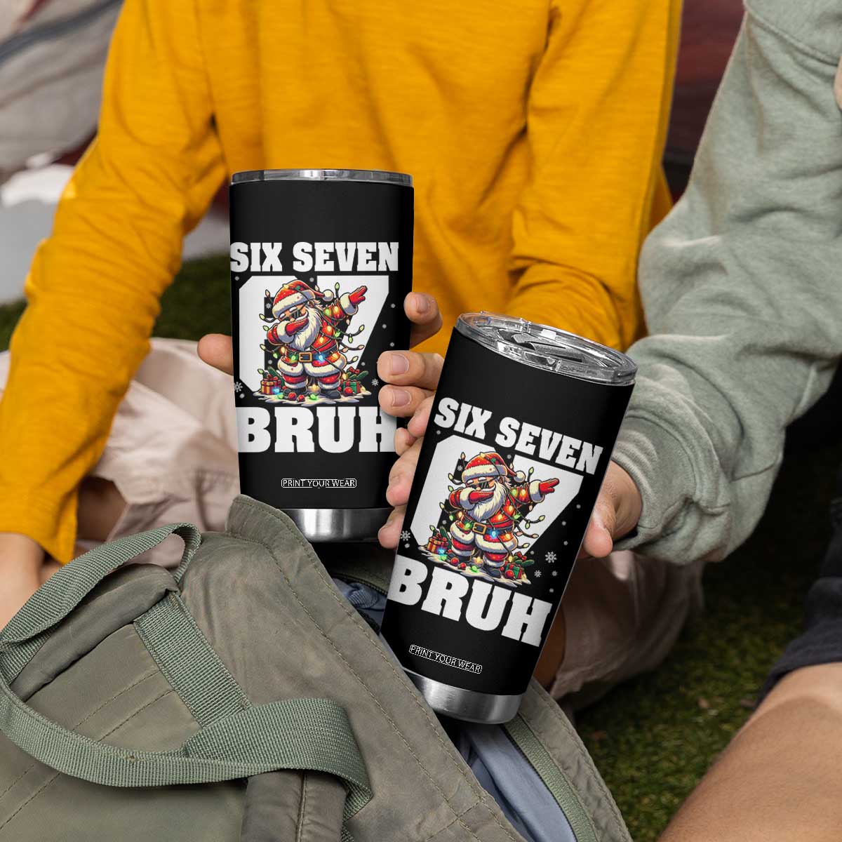 Funny Christmas Six Seven Bruh Tumbler Cup Dabbing Santa TS11 Print Your Wear