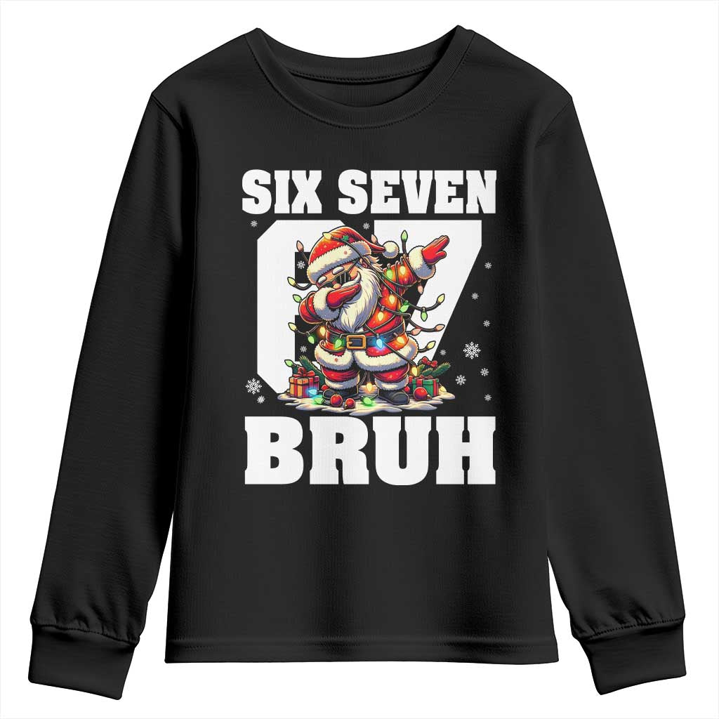 Funny Christmas Six Seven Bruh Youth Sweatshirt Dabbing Santa TS11 Black Print Your Wear