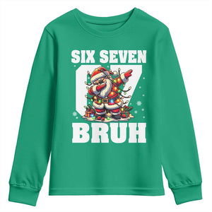 Funny Christmas Six Seven Bruh Youth Sweatshirt Dabbing Santa TS11 Irish Green Print Your Wear