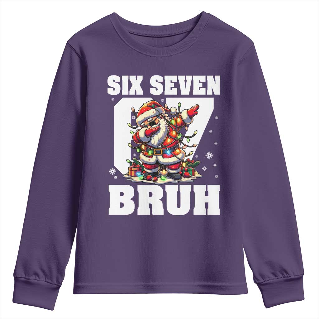Funny Christmas Six Seven Bruh Youth Sweatshirt Dabbing Santa TS11 Purple Print Your Wear