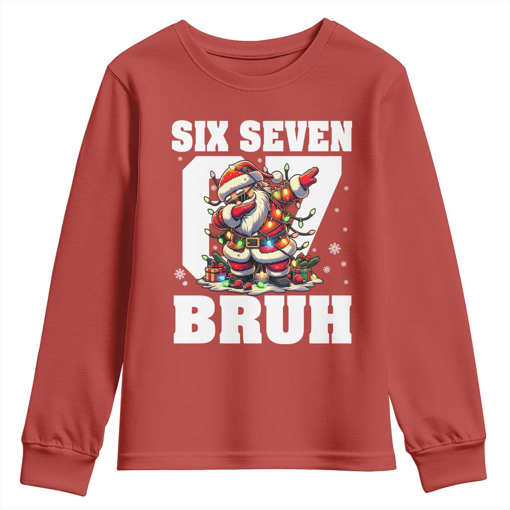 Funny Christmas Six Seven Bruh Youth Sweatshirt Dabbing Santa TS11 Red Print Your Wear