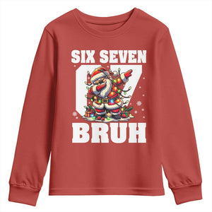 Funny Christmas Six Seven Bruh Youth Sweatshirt Dabbing Santa TS11 Red Print Your Wear