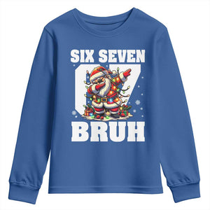 Funny Christmas Six Seven Bruh Youth Sweatshirt Dabbing Santa TS11 Royal Blue Print Your Wear