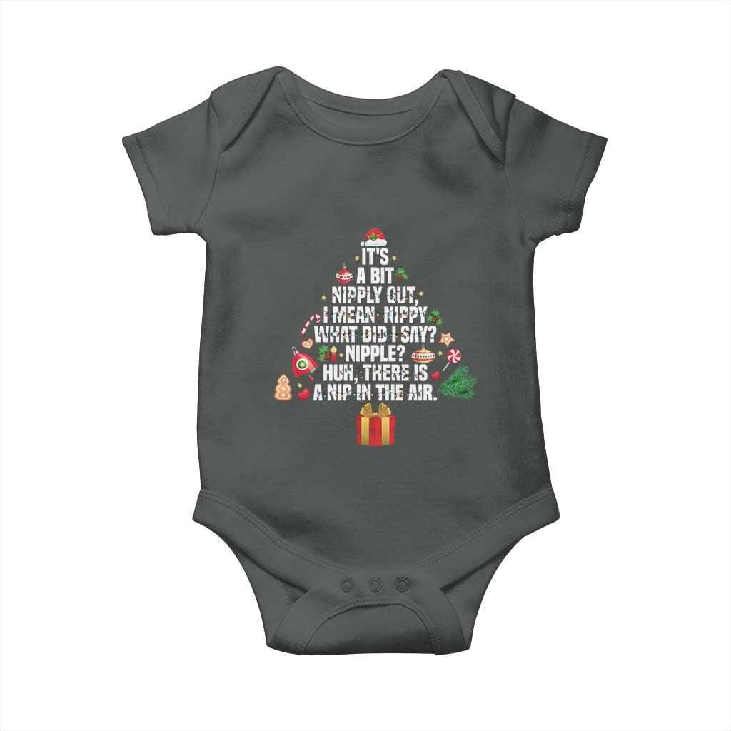 Funny Christmas Movie Baby Onesie Its A Bit Nipply Out Nipply Out Xmas Vacation Holiday TS11 Dark Heather Print Your Wear