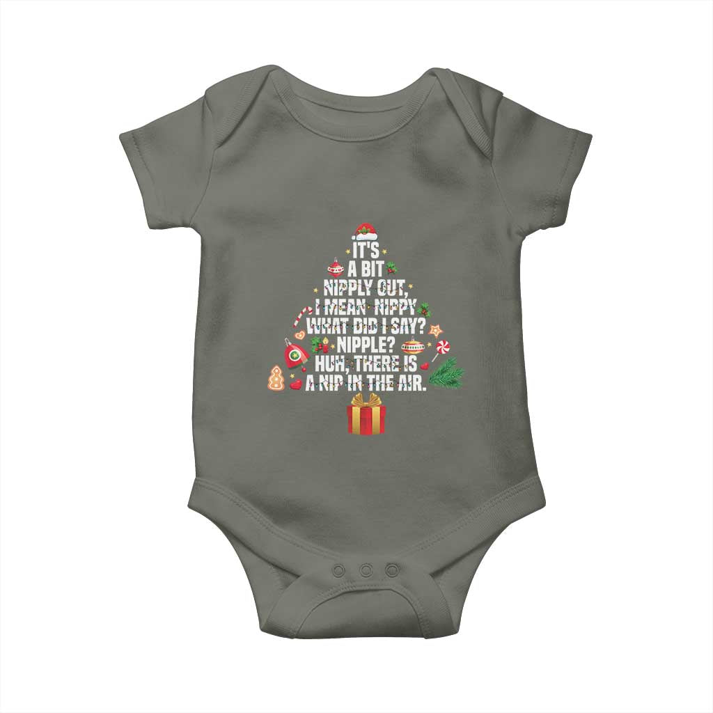 Funny Christmas Movie Baby Onesie Its A Bit Nipply Out Nipply Out Xmas Vacation Holiday TS11 Military Green Print Your Wear