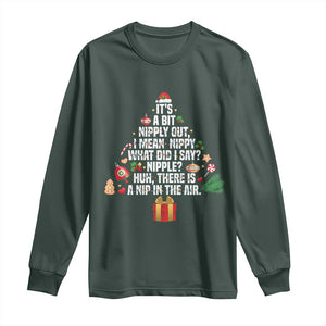 Funny Christmas Movie Long Sleeve Shirt Its A Bit Nipply Out Nipply Out Xmas Vacation Holiday TS11 Dark Forest Green Print Your Wear