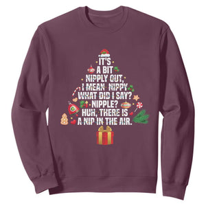 Funny Christmas Movie Sweatshirt Its A Bit Nipply Out Nipply Out Xmas Vacation Holiday TS11 Maroon Print Your Wear