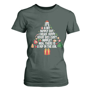 Funny Christmas Movie T Shirt For Women Its A Bit Nipply Out Nipply Out Xmas Vacation Holiday TS11 Dark Forest Green Print Your Wear