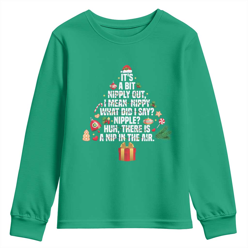 Funny Christmas Movie Youth Sweatshirt Its A Bit Nipply Out Nipply Out Xmas Vacation Holiday TS11 Irish Green Print Your Wear
