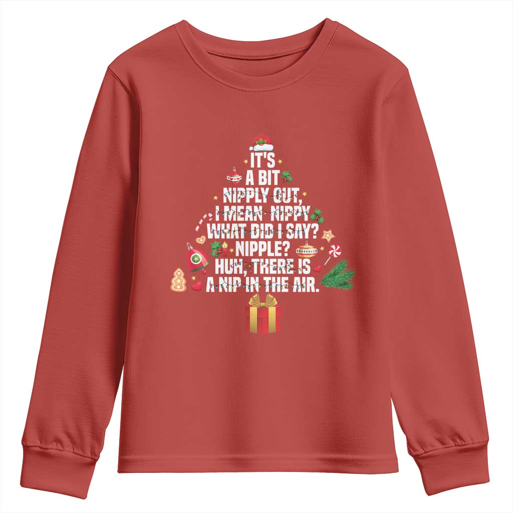 Funny Christmas Movie Youth Sweatshirt Its A Bit Nipply Out Nipply Out Xmas Vacation Holiday TS11 Red Print Your Wear