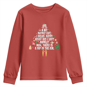 Funny Christmas Movie Youth Sweatshirt Its A Bit Nipply Out Nipply Out Xmas Vacation Holiday TS11 Red Print Your Wear