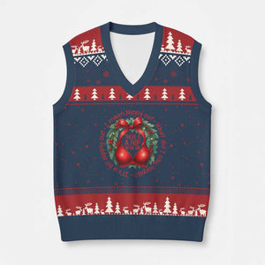 Funny Xmas Movie V-Neck Knit Sweater Vest Its A Bit Nipply Out I Mean Nippy Out What Did I Say Nipple TS11 Navy Red Print Your Wear