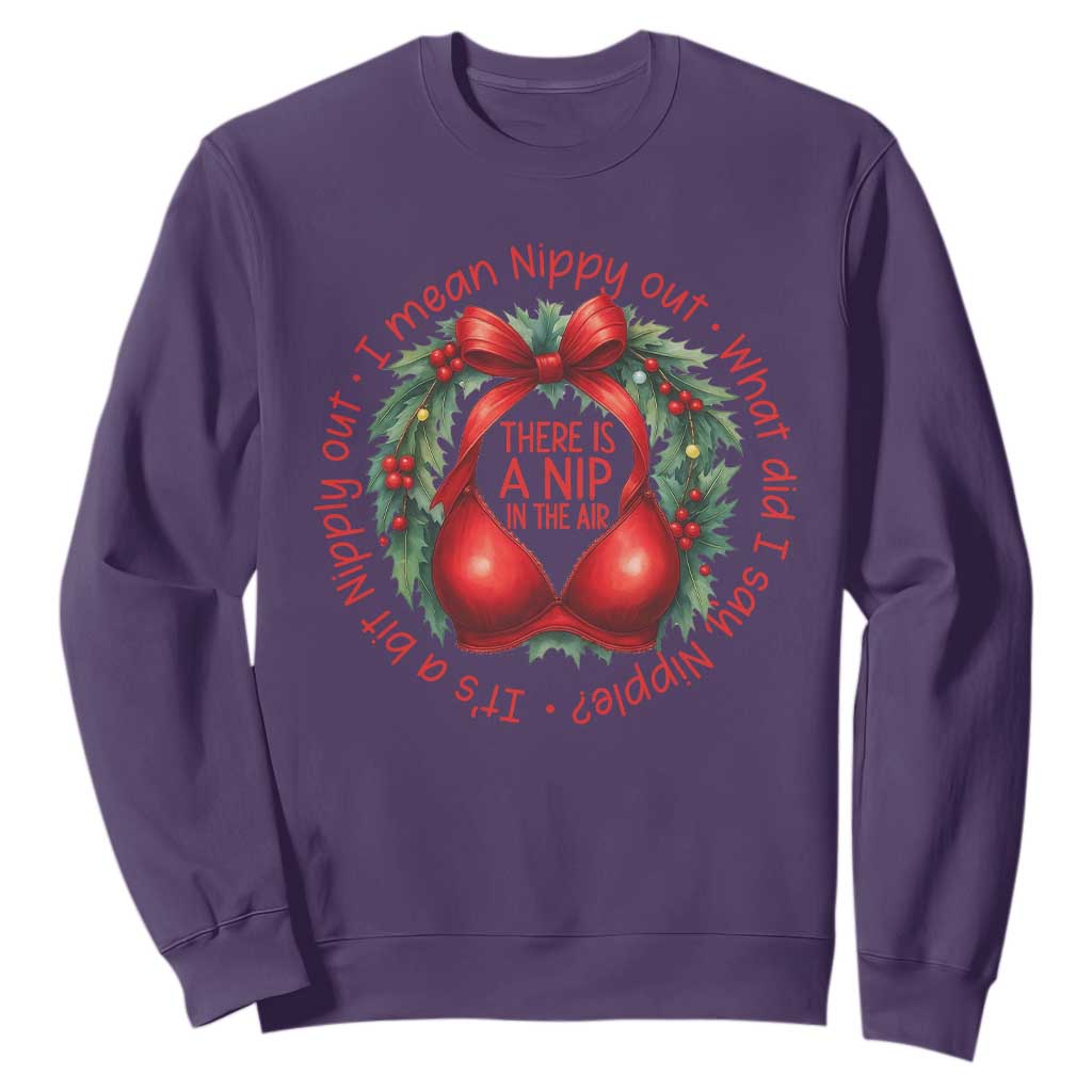 Funny Christmas Movie Sweatshirt Its A Bit Nipply Out I Mean Nippy Out What Did I Say Nipple TS11 Purple Print Your Wear