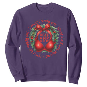 Funny Christmas Movie Sweatshirt Its A Bit Nipply Out I Mean Nippy Out What Did I Say Nipple TS11 Purple Print Your Wear