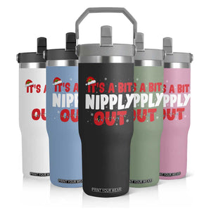 Funny Christmas Movie Flip Straw Tumbler It's A Bit Nipply Out Xmas Vacation Holiday TS11 Print Your Wear