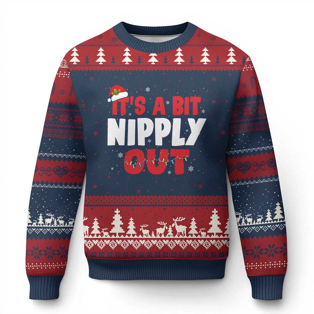 Funny Xmas Movie Ugly Christmas Sweater It's A Bit Nipply Out Xmas Vacation Holiday TS11 Navy Red Print Your Wear