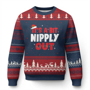 Funny Xmas Movie Ugly Christmas Sweater It's A Bit Nipply Out Xmas Vacation Holiday TS11 Navy Red Print Your Wear