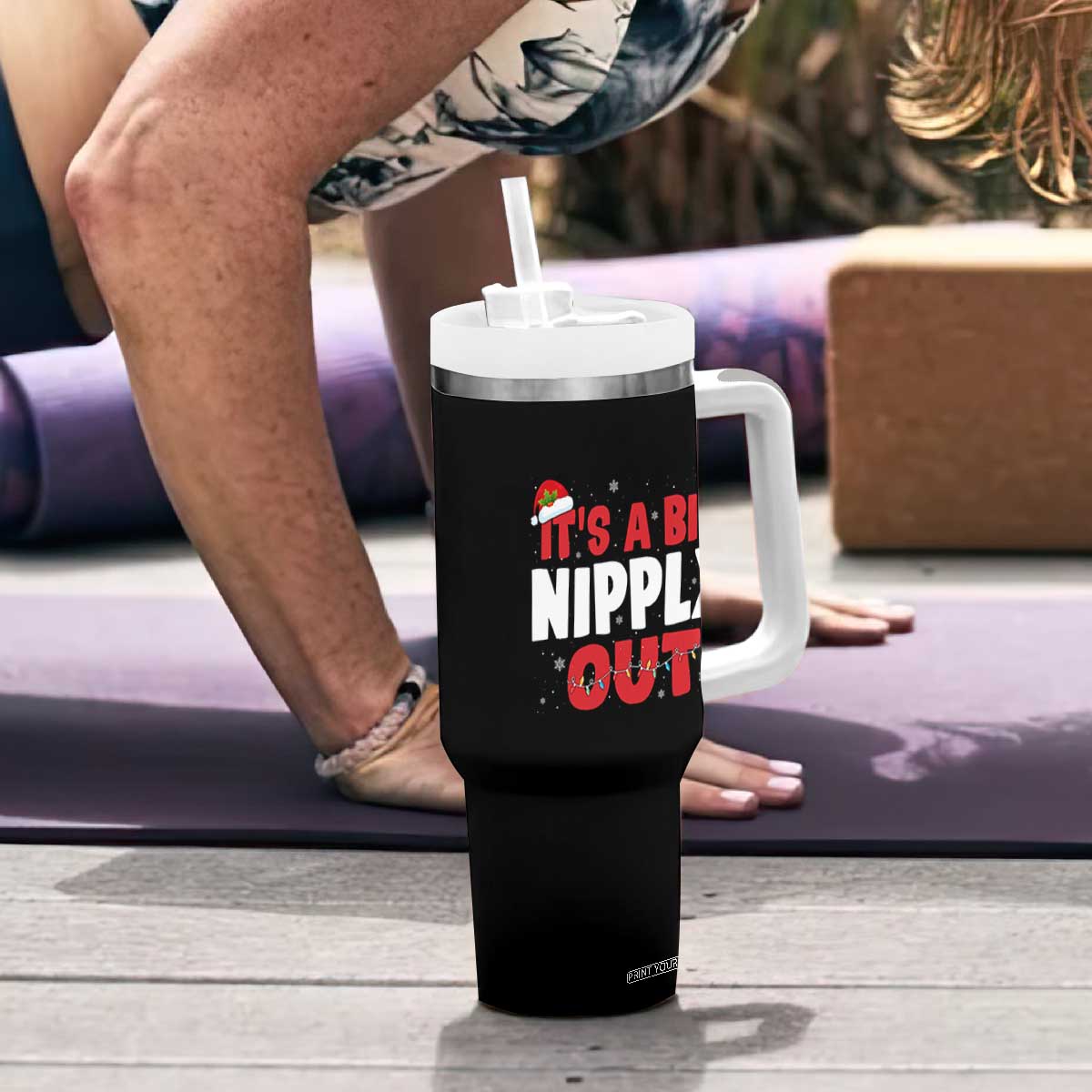 Funny Christmas Movie Tumbler With Handle It's A Bit Nipply Out Xmas Vacation Holiday TS11 Print Your Wear