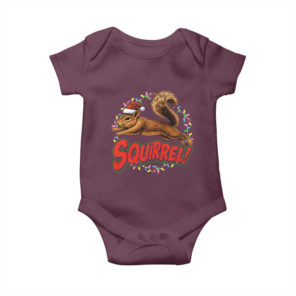Funny Christmas Squirrel Baby Onesie Xmas Vacation Holiday Movie TS11 Maroon Print Your Wear