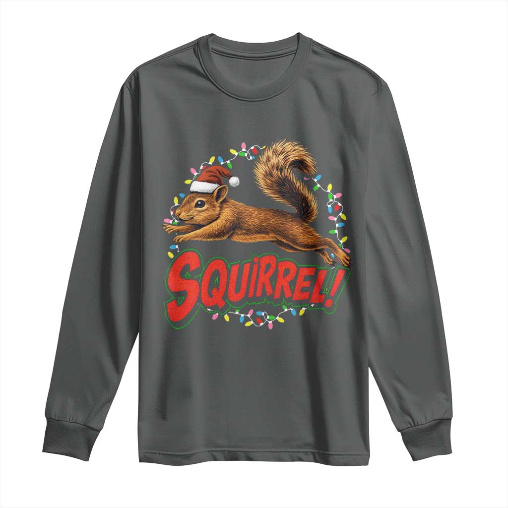 Funny Christmas Squirrel Long Sleeve Shirt Xmas Vacation Holiday Movie TS11 Dark Heather Print Your Wear