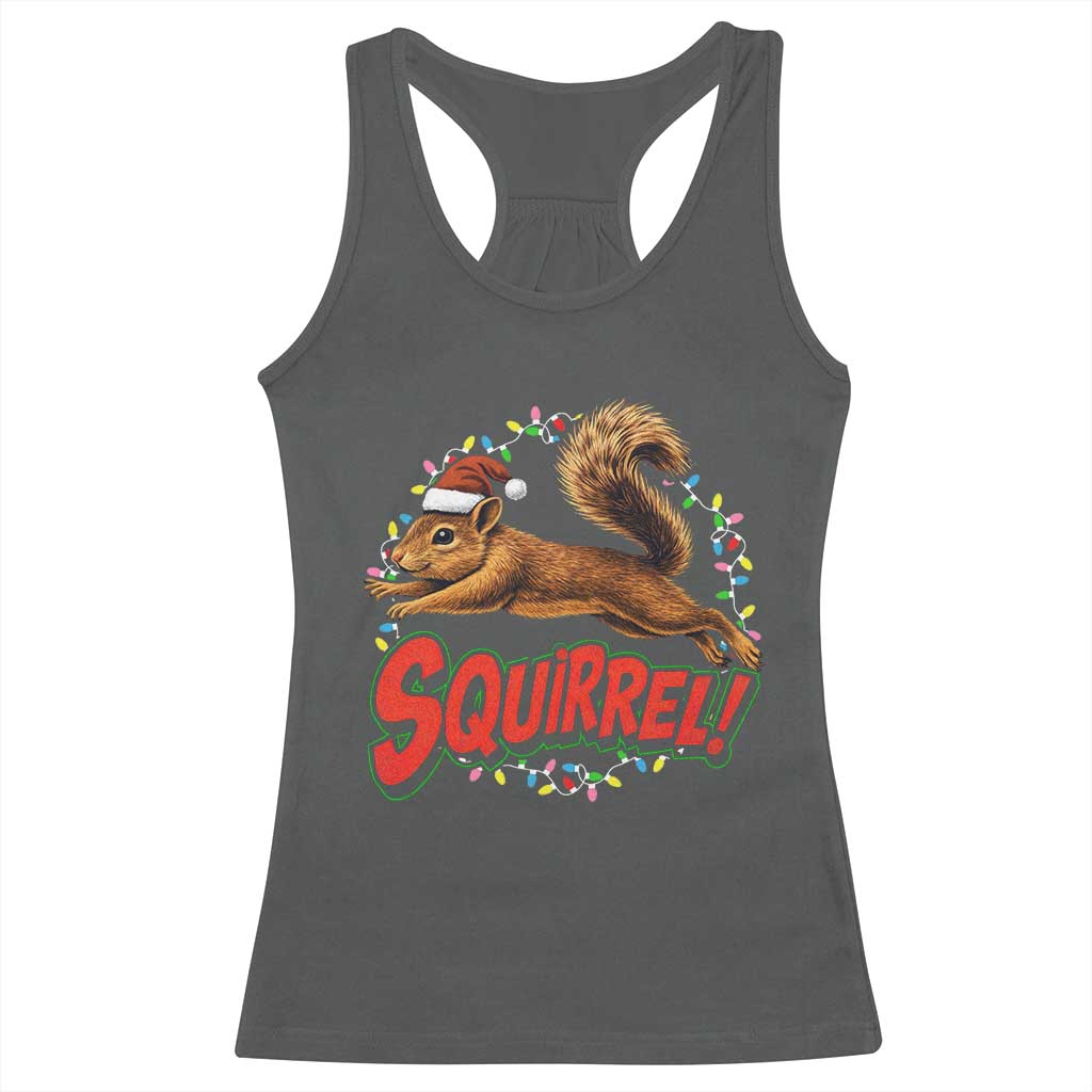Funny Christmas Squirrel Racerback Tank Top Xmas Vacation Holiday Movie TS11 Dark Heather Print Your Wear