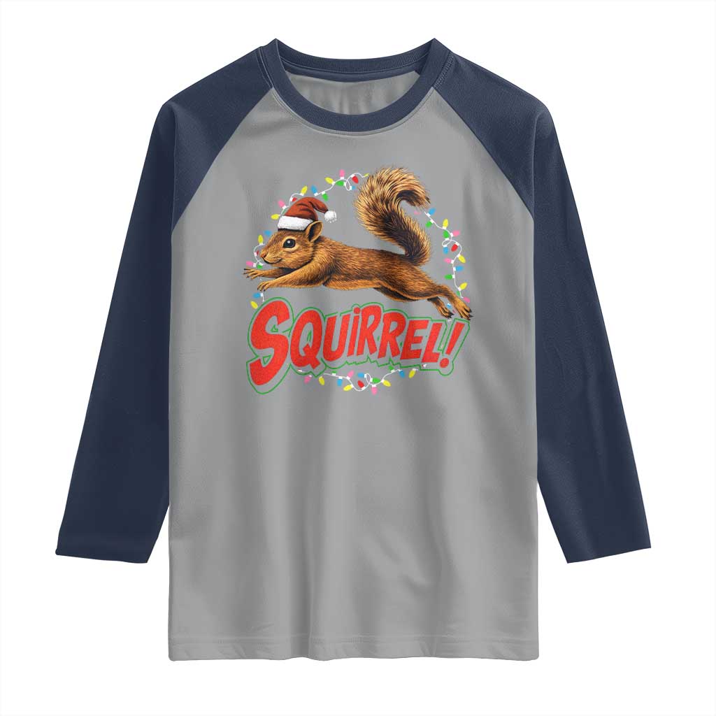 Funny Christmas Squirrel Raglan Shirt Xmas Vacation Holiday Movie TS11 Sport Gray Navy Print Your Wear